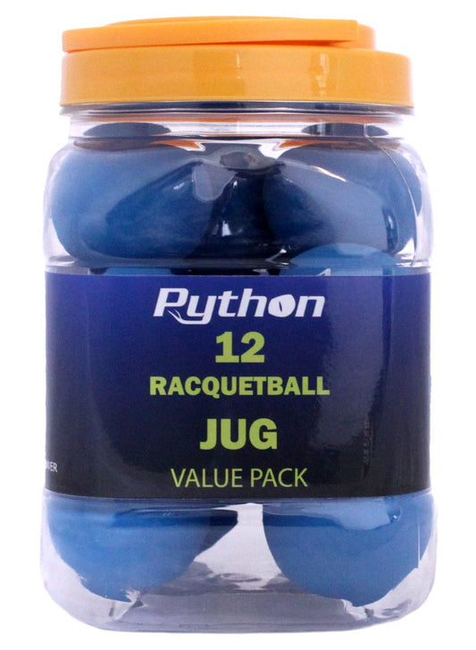 Python Blue Racquetballs (Value Pack - 12 Ball Jug/Standard Color w/Tournament Quality!)