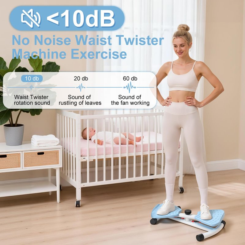 Viphope Waist Twister Machine Exercise, Ab Machine Adjustable Waist Twisting Fitness Tool,Noiseless Ab Twister Board for Women Men,Anti-Slip Home Gym Workout Equipment 300 lbs Weight Capacity-Pink