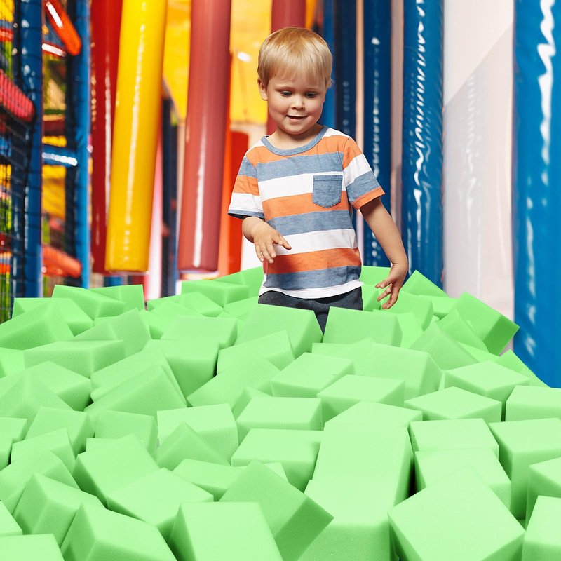 TAYUQEE Foam Pit Cubes, 24 PCS 5 Inches Gymnastics Foam Blocks Trampoline Blocks, Multi-Sport Protective Padding for Freerunning, Trampoline, Parkour, Skate Parks & BMX - Green