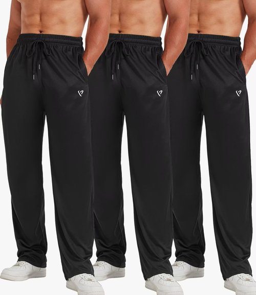 Lomsoe 5 Pack Men's Sweatpants - Open Bottom Joggers with Zip Pockets | Loose Fit Athletic Pants for Running & Casual Wear