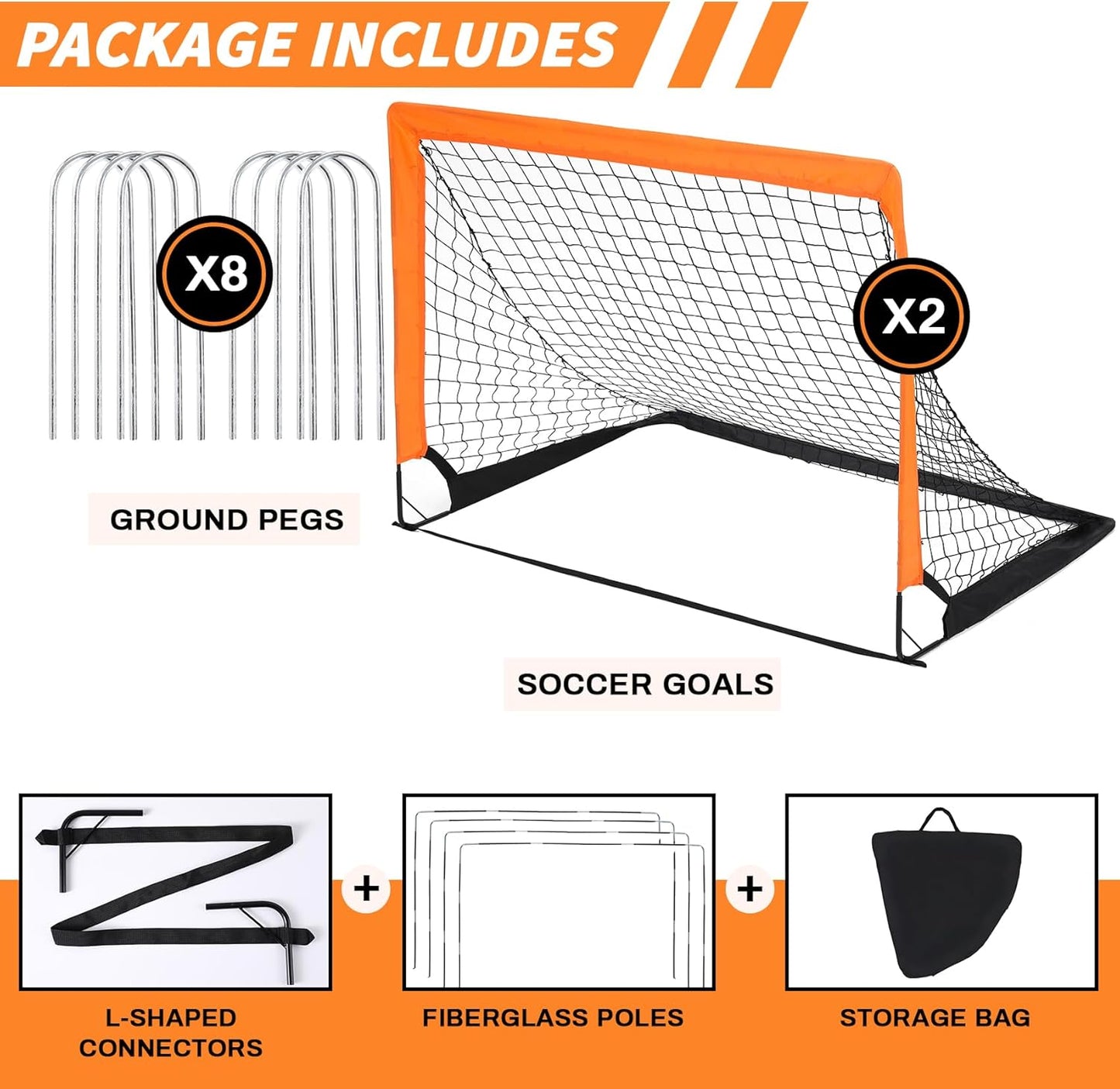 Regine Switzerland 2-Pack Soccer Goals - Pop Up Folding Mini Goals for Indoor/Outdoor Practice | 4’ x 3’ Size