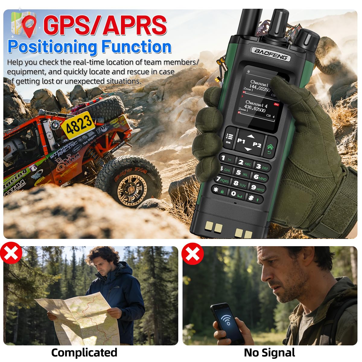 BAOFENG Radio DM32 DMR Radio Ham Radio Handheld Long Range Walkie Talkies Rechargeable 2500/3800mAh Battery GPS DM-32UV Digital Emergency NOAA Weather 5RM Tactical Radio for Survival Gear Hunting