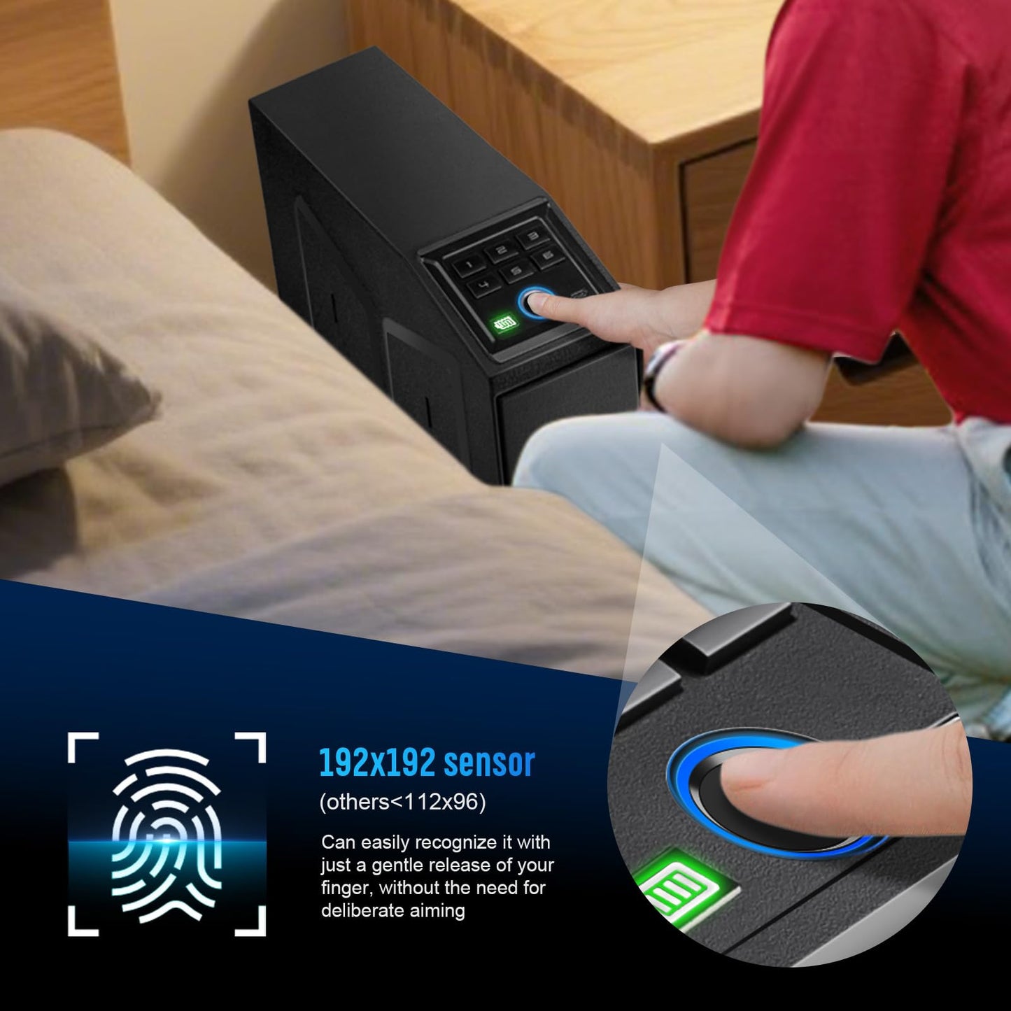 1DOT2 Biometric Pistol Safe Nightstand