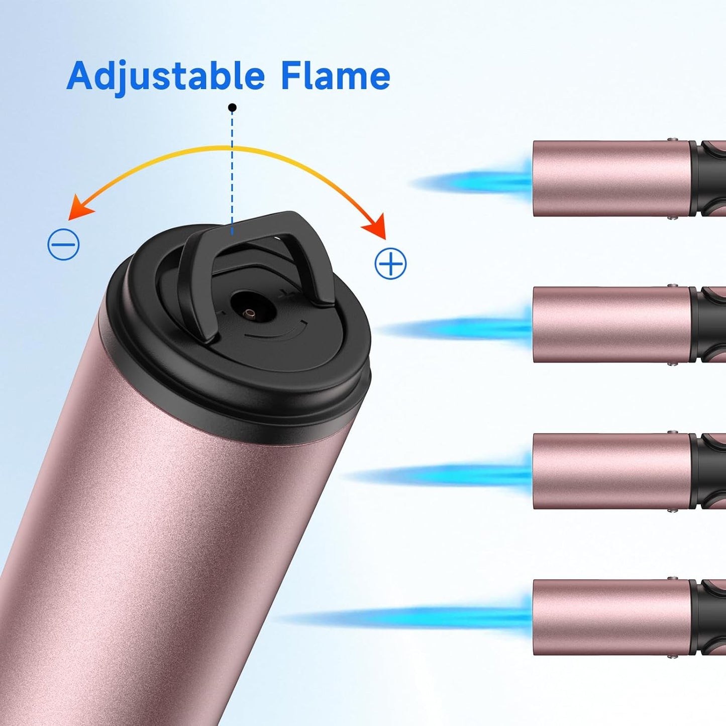 Skiennix Torch Lighters - Windproof Adjustable Jet Flame Butane Refillable | 2-Pack in Rose & Black