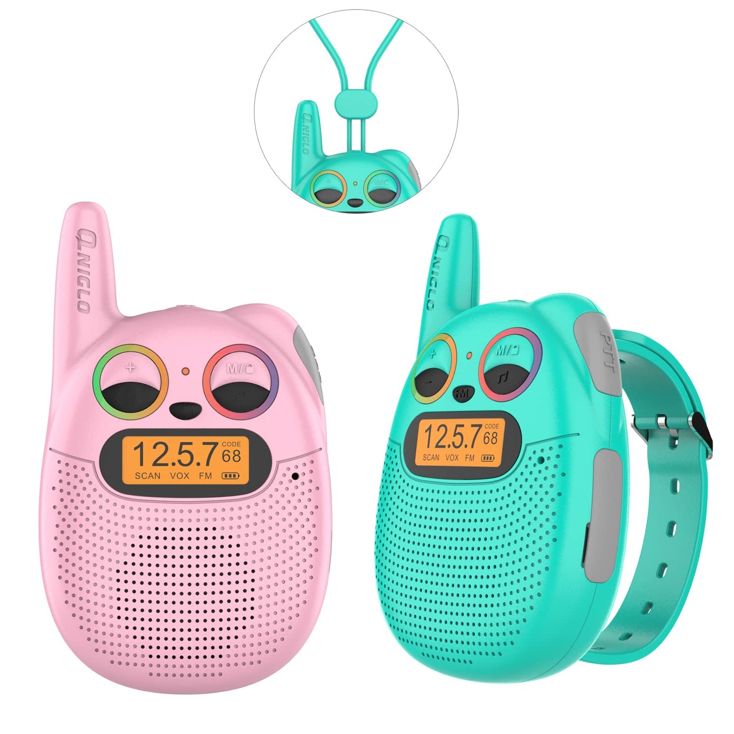 Qniglo Walkie Talkies for Kids, 3 Miles Long Range 22 Channels 2 Way Radio for Boys Girls Ages 3-12, Walkie Talkies for Outdoor Camping Hiking, Easter/Birthday Presents for 4 5 6 7 8 Year Old