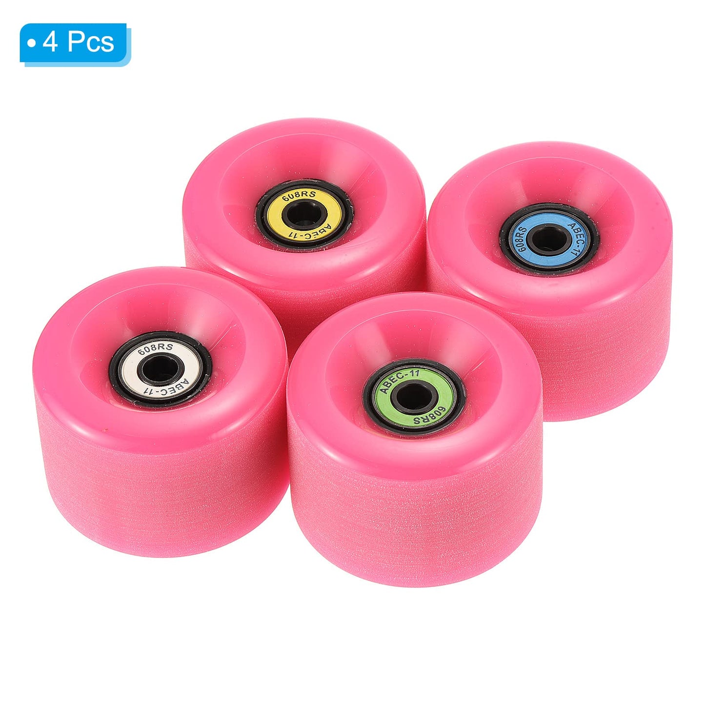 PATIKIL 65mm 78A Longboard Wheels with ABEC-11 Bearings, 4 Pack Soft Cruiser Wheels Street Wheels for Skateboards Skateboard Wheel PU Frosted, Pink