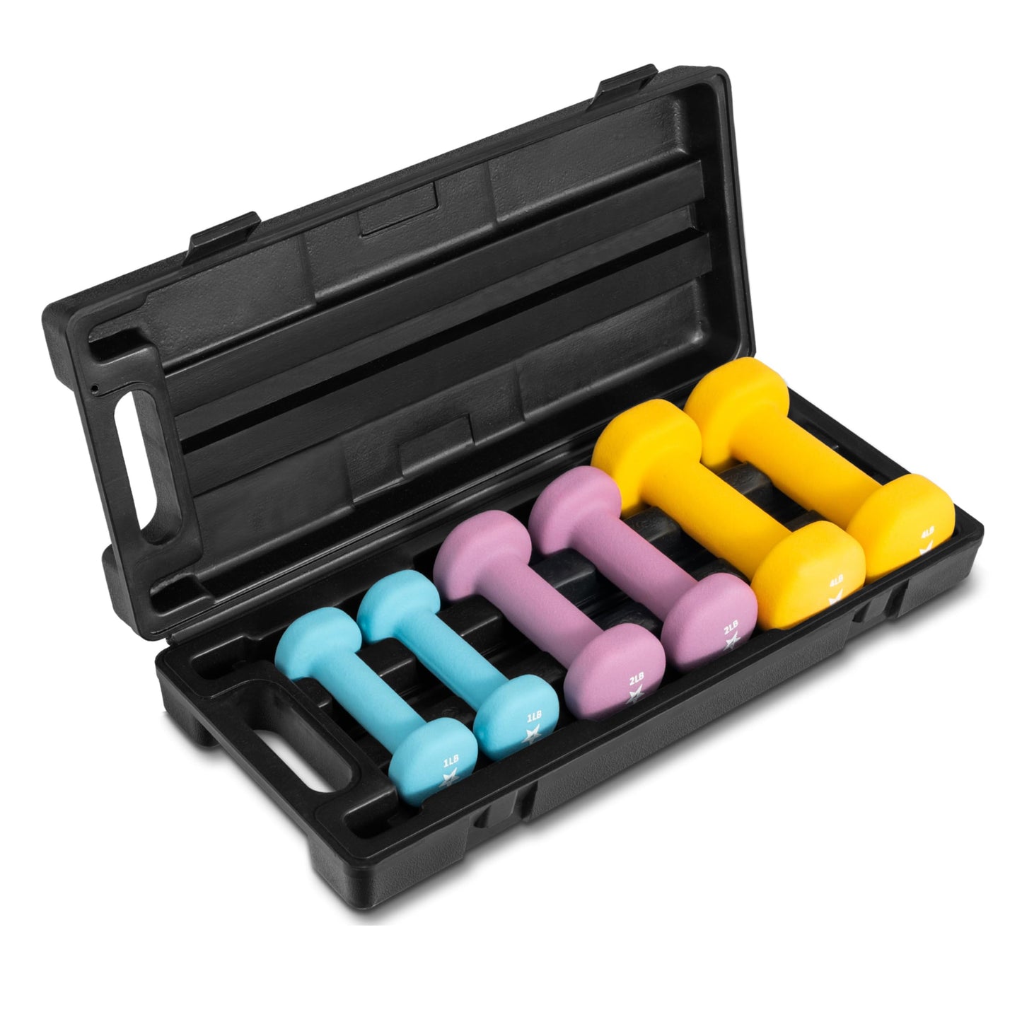 Yes4All Dumbbell Neoprene Set With Case, Weights Dumbbells Set & Hand – 1,2,4 lbs