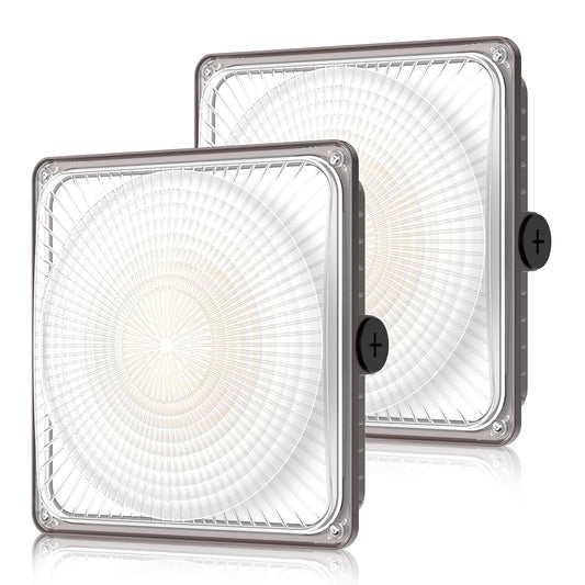 DEMILARE 60W LED Canopy Lights 2Pack, Selectable Wattage 60/45/30W 3CCT 3000/4000/5000K, IP65 ETL Listed Commercial Canopy Lights for Gas Station Warehouse Garage Shop