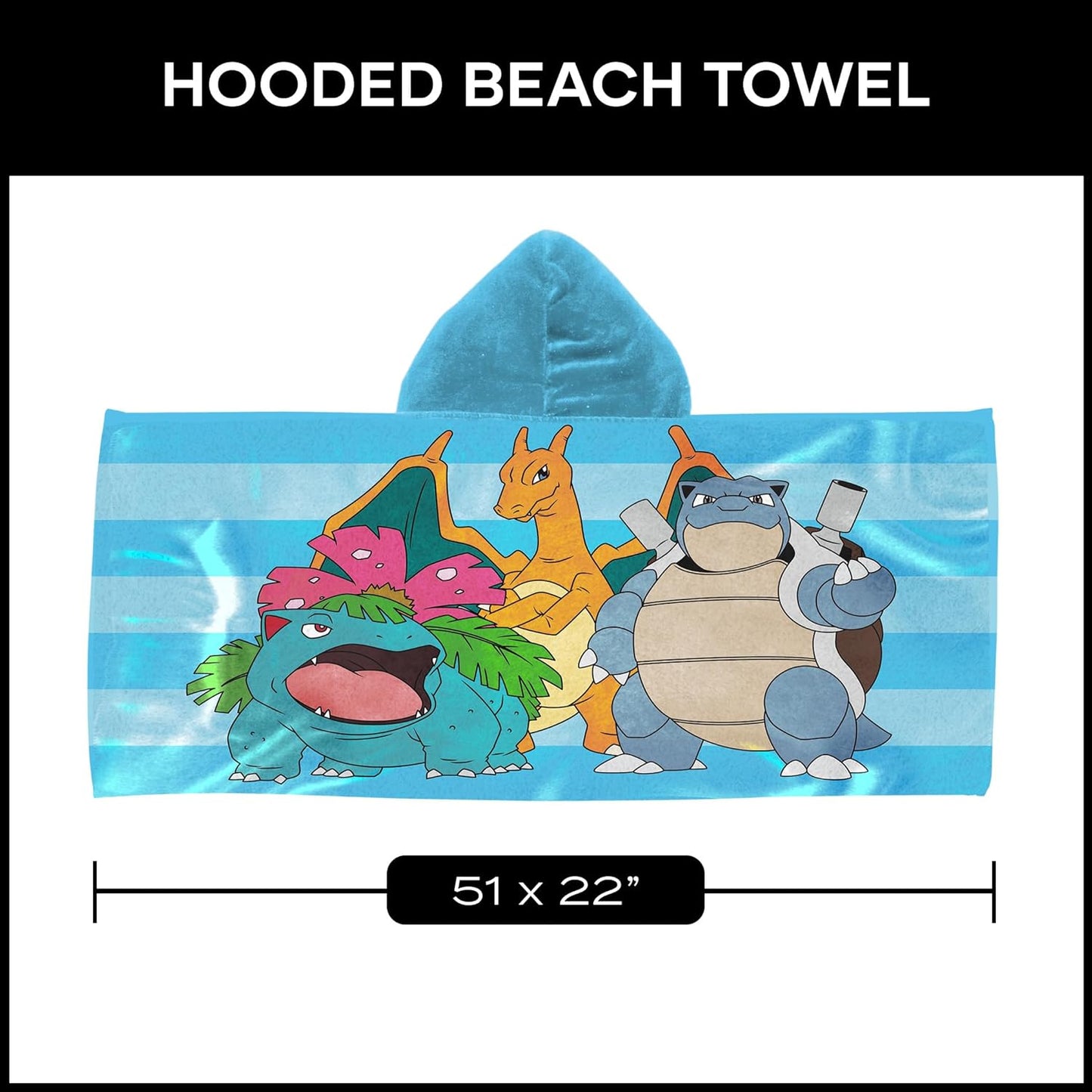 Northwest | Pokémon Youth Hooded Towel - Quick-Dry Absorbent Swim Poncho for Boys & Girls, 22 x 51 Inches