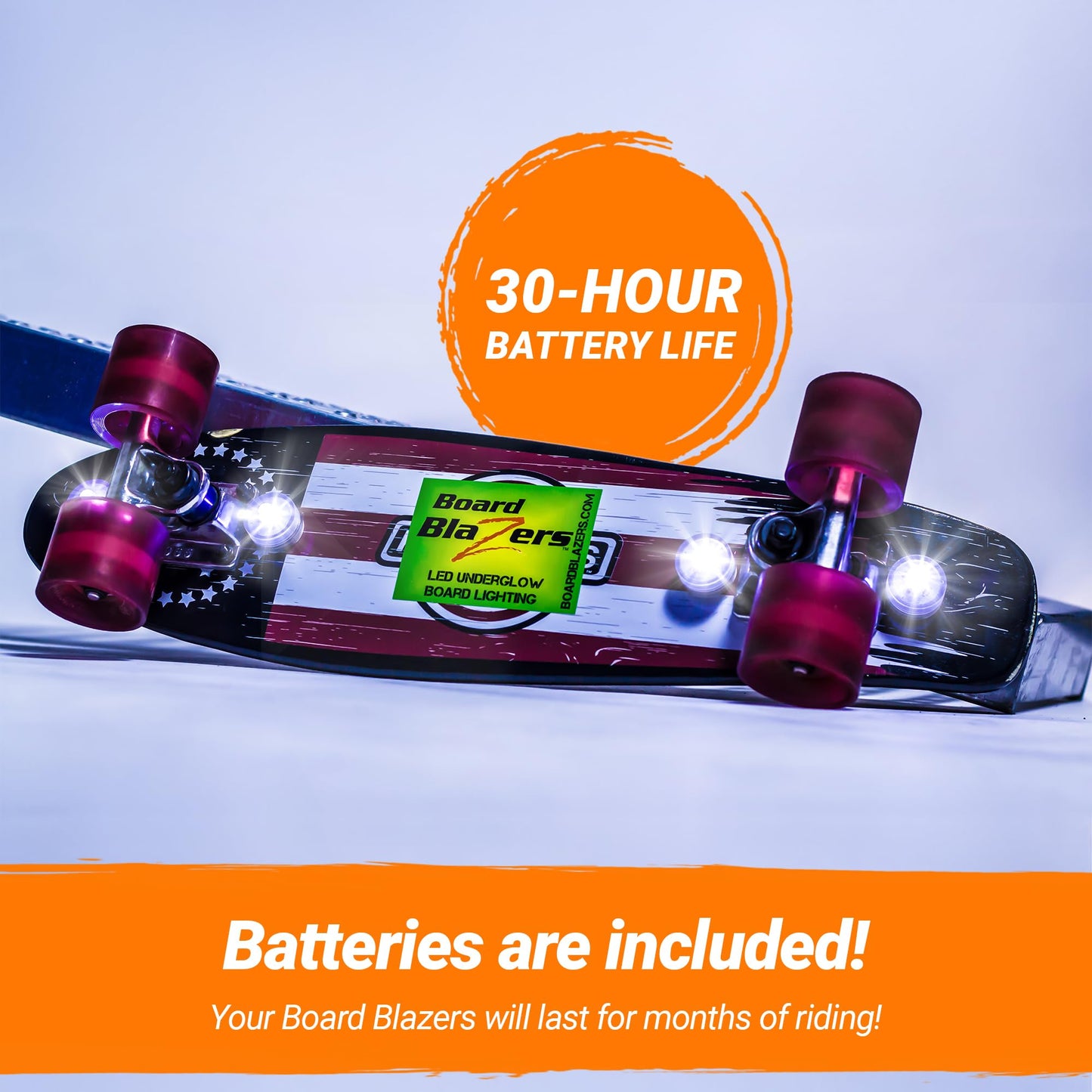 Board Blazers Crazy Color Changing LED Underglow Lights for Longboards, Scooters - Original Skateboard Lights
