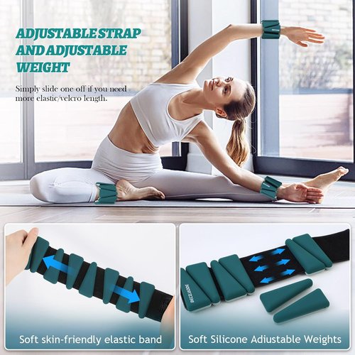 BECOJADDE Ankle Weights - Adjustable 1 lb/2 lb/3 lb Set for Pilates, Running, Yoga | Perfect for Arm & Leg Workouts