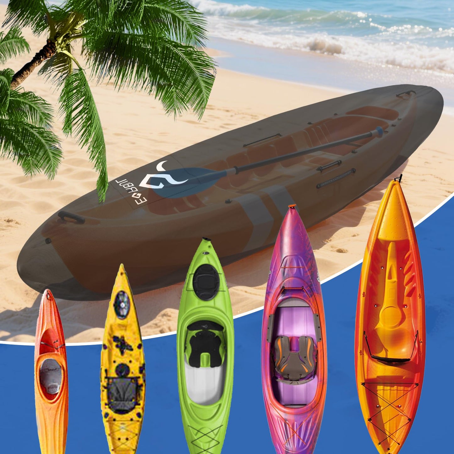 EVRBUL 12ft Kayak Cover, Heavy Duty 420D Outdoor Storage Waterproof UV-Protective Canoe Cover for 10-12 Feet Kayak Canoe Boat SUP