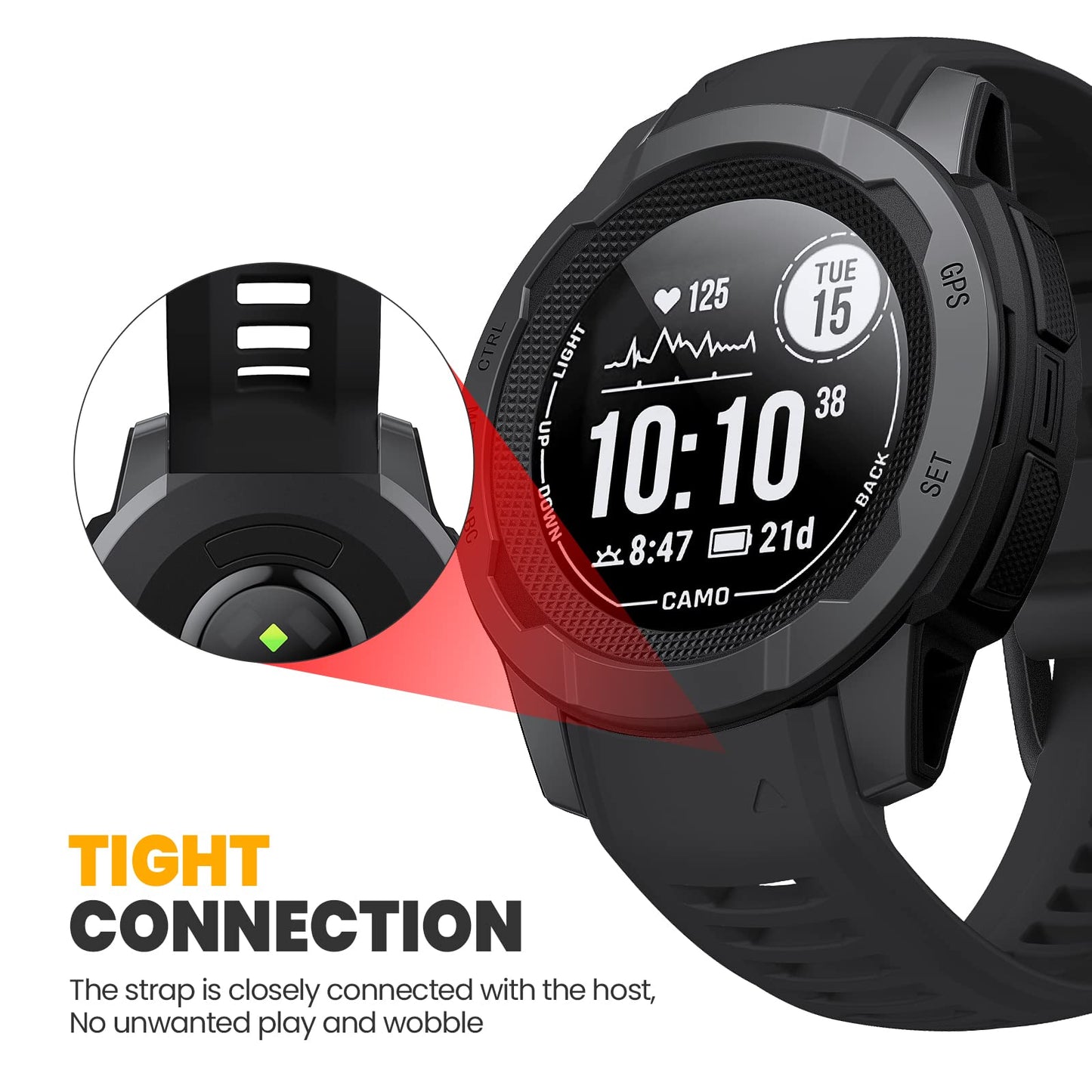 NotoCity Band for Garmin Instinct 2 Watchband Instinct 2 Solar wristband 22mm Soft Silicone Replacement Watch Strap Compatible with Instinct 2 Solar Tactical(Black)