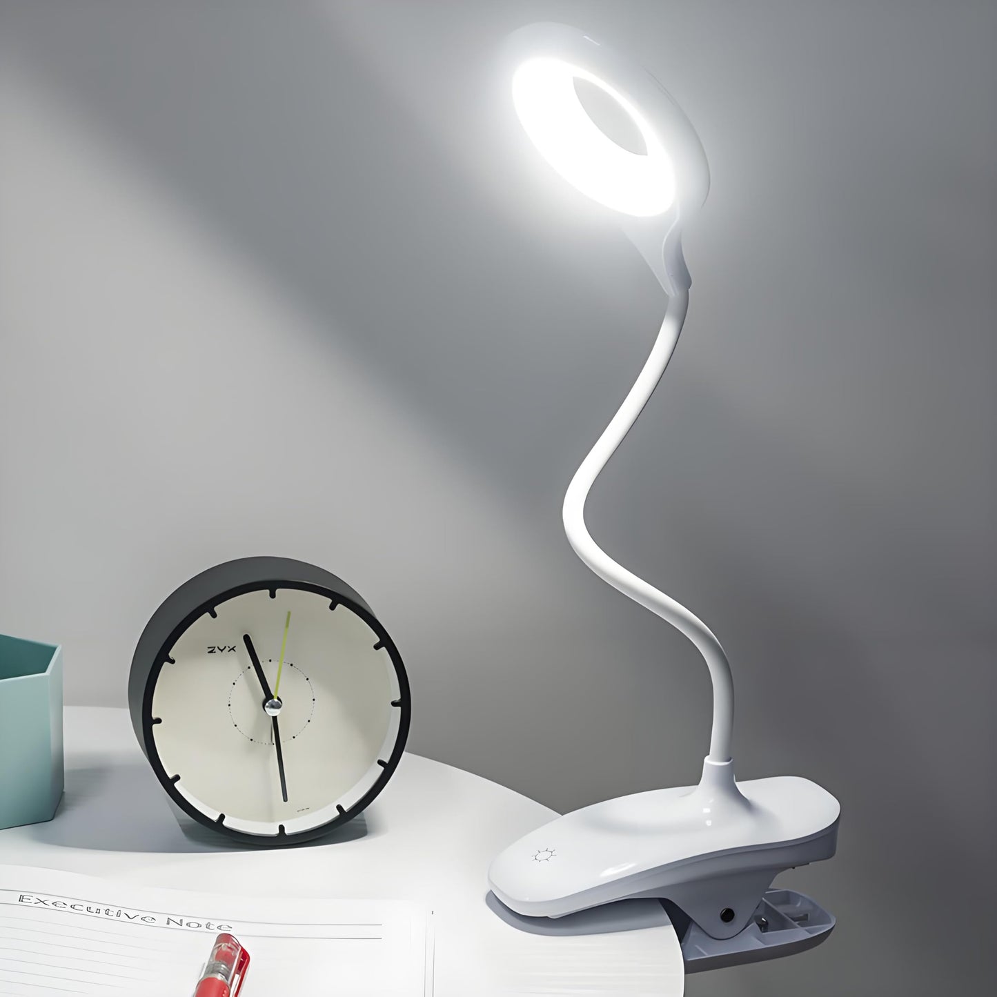 Desk Lamp Clip on Reading Light, Portable Rechargeable Desk Light Mini Clip Lamp, Dorm Room Essential Clip on Lights Wall-Mounted, Bedside Lamp with Clamp, Rechargeable Reading Lights for Dorm Makeup