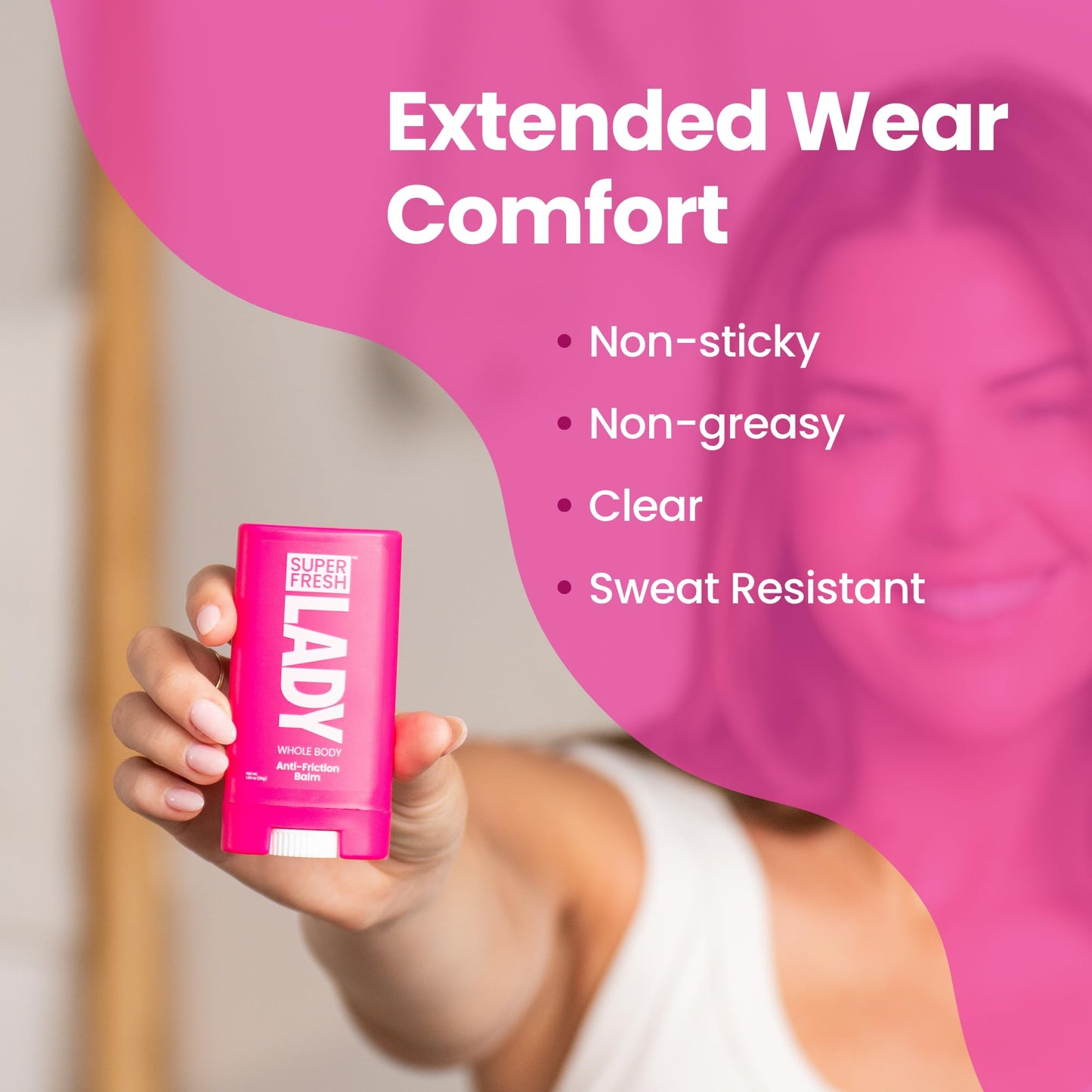 Lady Parts Anti Chafe and Friction Stick Prevents Skin Chafing Rash and Irritation Unscented Smooth Balm with Aloe for Thighs Arms Bra Lines and More No Mess Glide On Application 1.34 oz Stick