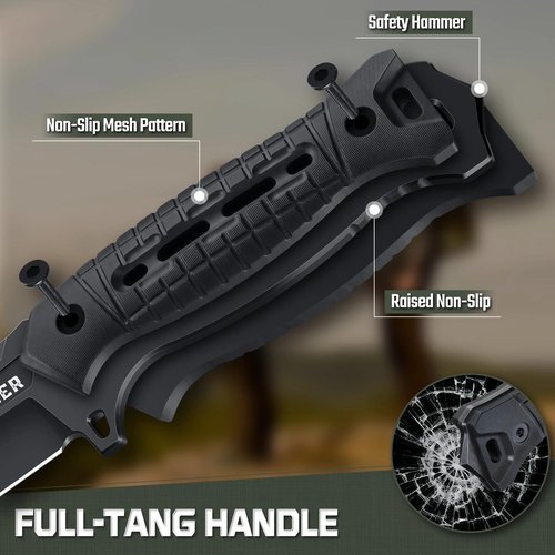 Freelander Fixed Blade Knife with Sheath - High-Carbon Steel Survival Knife with Ergonomic Handle，Full Tang Bushcraft Knives for Camping, Outdoor Survival and Gardening, Gift for Men