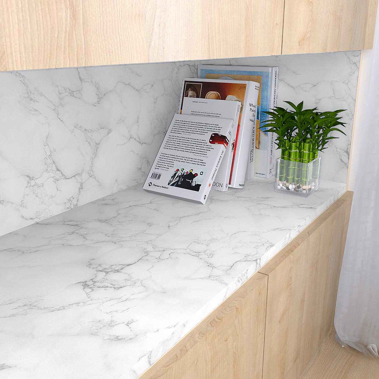 Decotalk 30"x400" Marble Contact Paper Peel and Stick White Marble Contact Paper Waterproof Marble Contact Paper for Counter Top Marble Wallpaper Removable Wallpaper for Bedroom Marble Vinyl Wrap