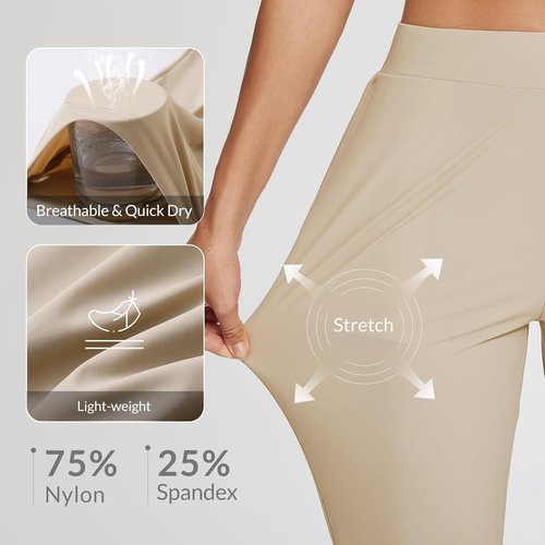 Baleaf Women's Travel Pants - Lightweight Stretch with Zipper Pockets | Petite Ankle Design for Golf & Business Casual