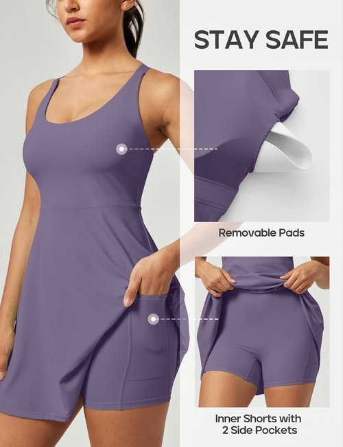 Heathyoga Tennis Dress for Women - Athletic Style with Shorts & Pockets | Perfect for Summer Golf