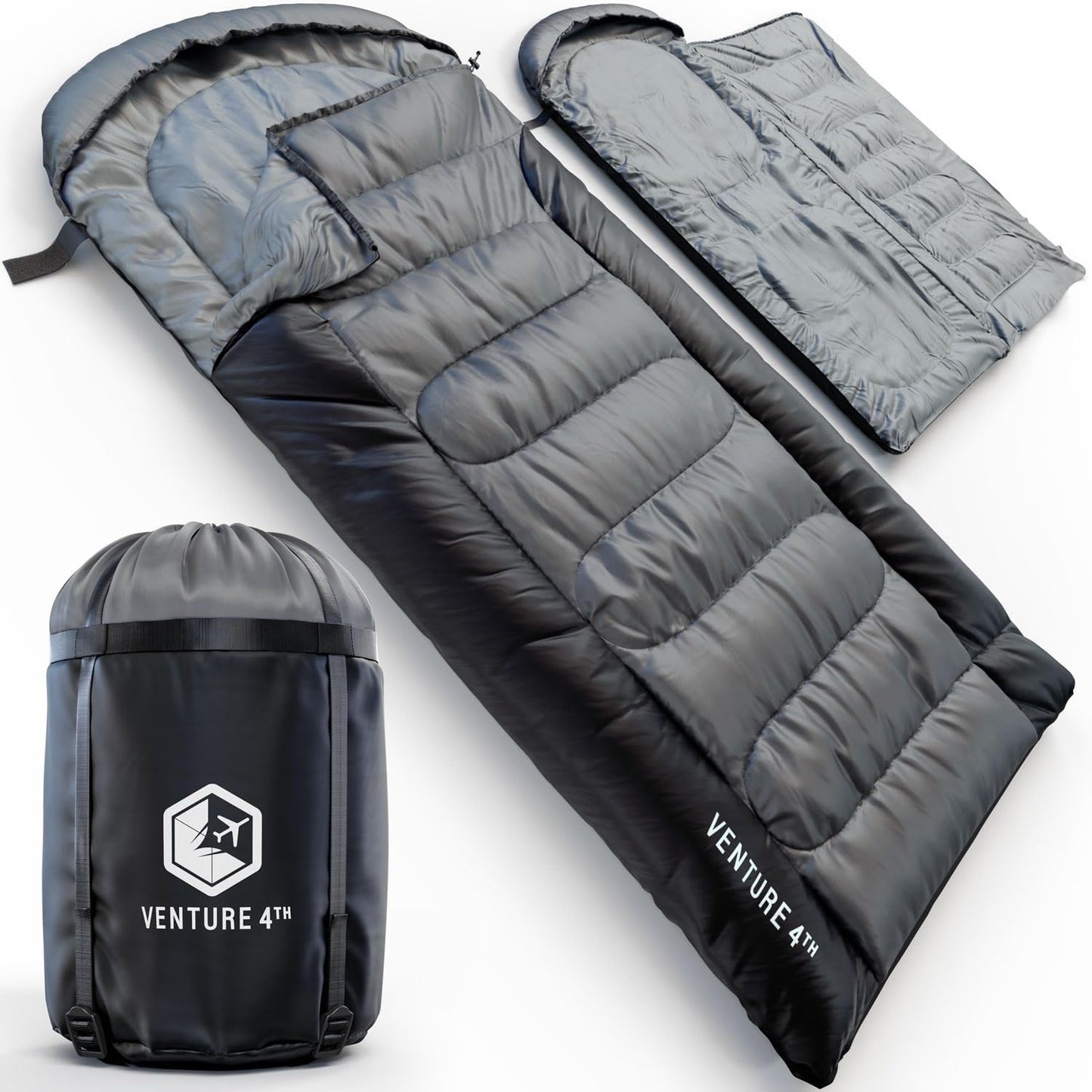 VENTURE 4TH Sleeping Bag - Lightweight & Warm for Adults, Kids & Couples | XXL Size for Hiking & Camping