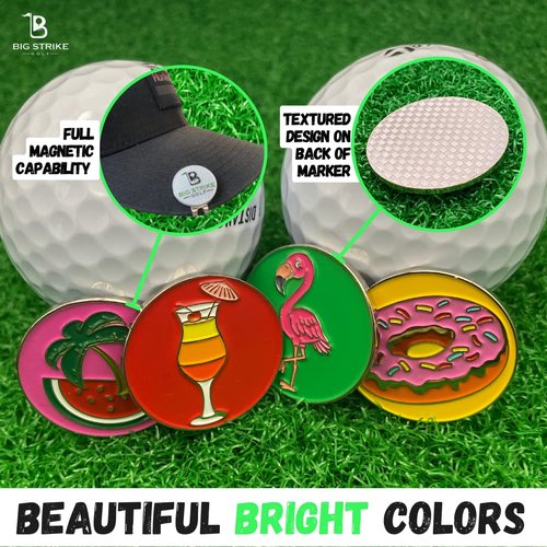 Big Strike Golf - Golf Pouch and 10 Magnetic Ball Markers. Bright, Fun Colorful Ball Markers. Golf Accessories Top Pick. (Golf Pouch + 10 Magnetic Ball Markers)