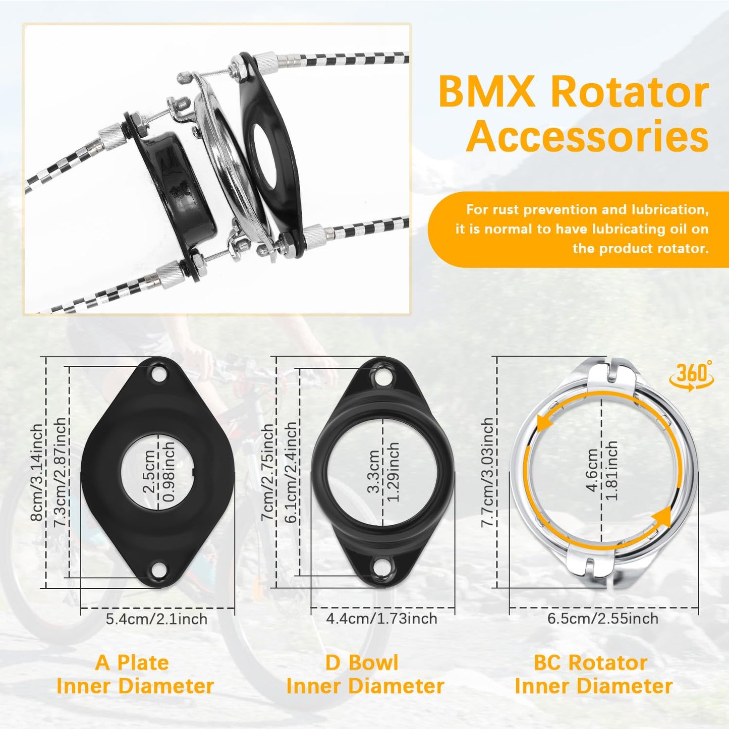 BMX Gyro Brake Cables Front/Rear with Spinner Rotor - Heat-Resistant Stainless Steel Cable Set for Gyro Systems & 20" Bikes, Durable Replacement Kit for Stable Braking & Easy Installation,Professional