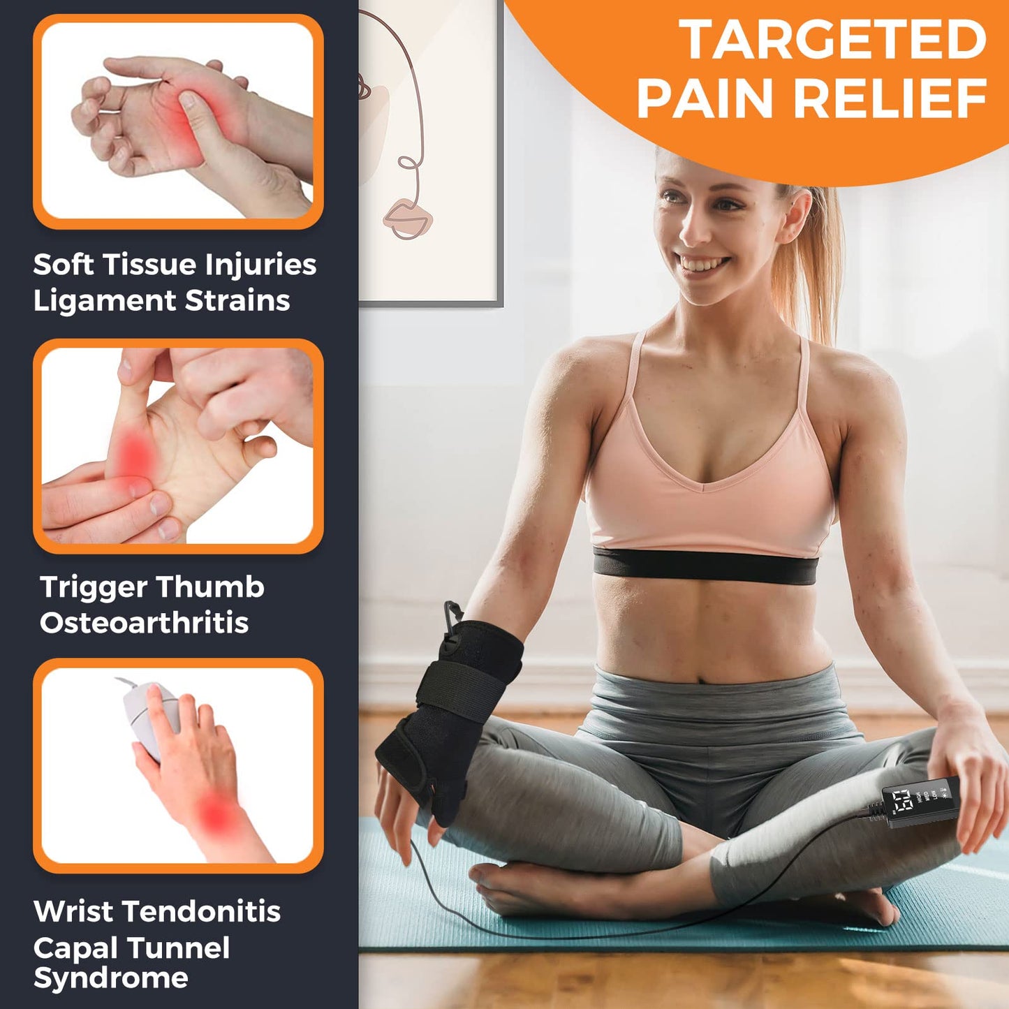 Electric Thumb & Wrist Heating Pad for Hand Arthritis with 3 Heat & 5 Timer Settings, Heated Wrist Wrap for Carpal Tunnel Syndromes, Tendonitis Left/Right Hand Pain Relief(S)