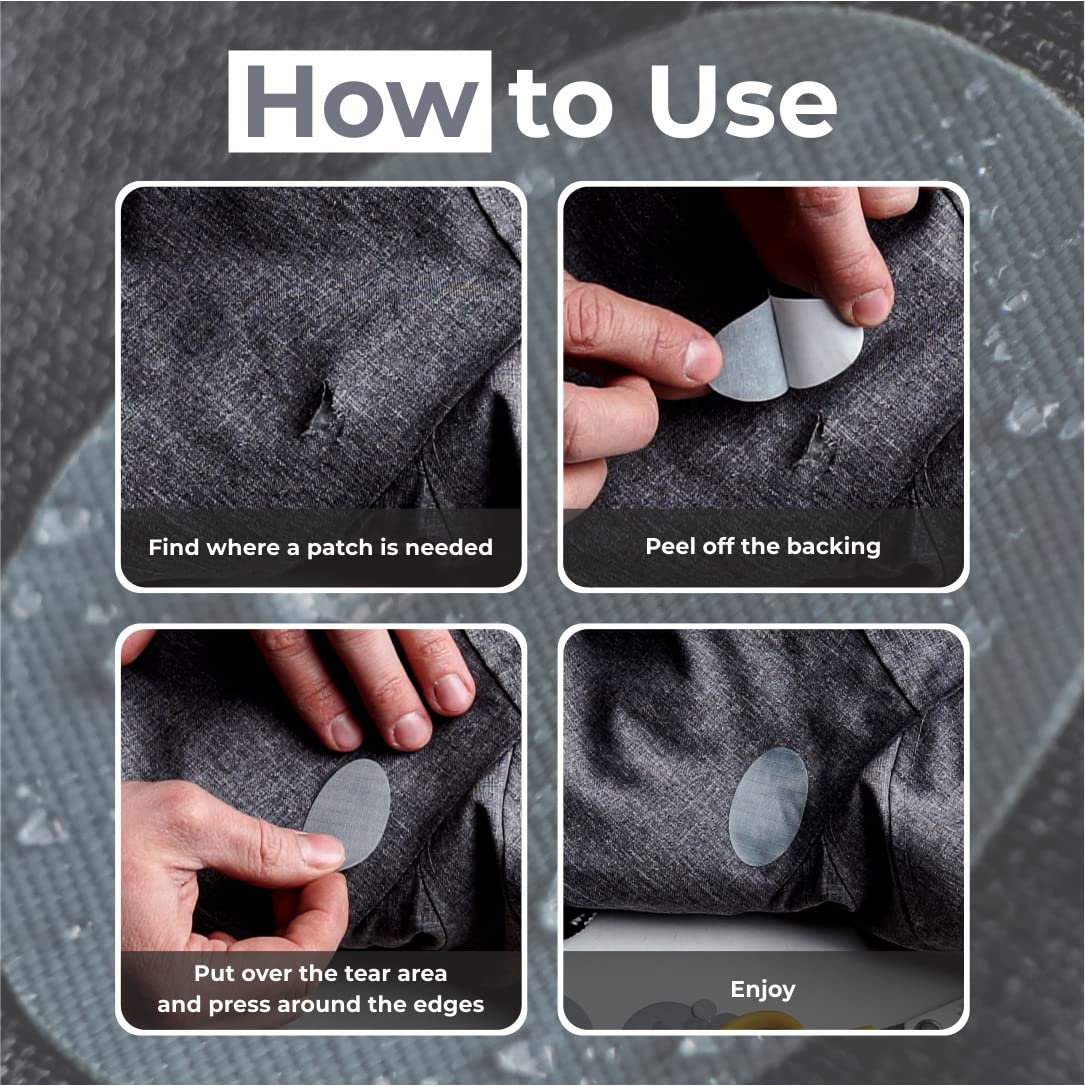 Stick-On Repair Patches for Down Jackets, Tents, 11 Pcs, Silver