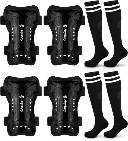 Hryrbay Kids Soccer Shin Guards & Socks Set - Protective Gear for Ages 3-15 | Perfect for Training & Games