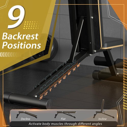 FitGoods Adjustable Weight Bench - Heavy-Duty Foldable Workout Bench for Home Gym, 660 LBS Capacity, Incline & Decline, Multi-Position Strength Training Bench, Compact Storage