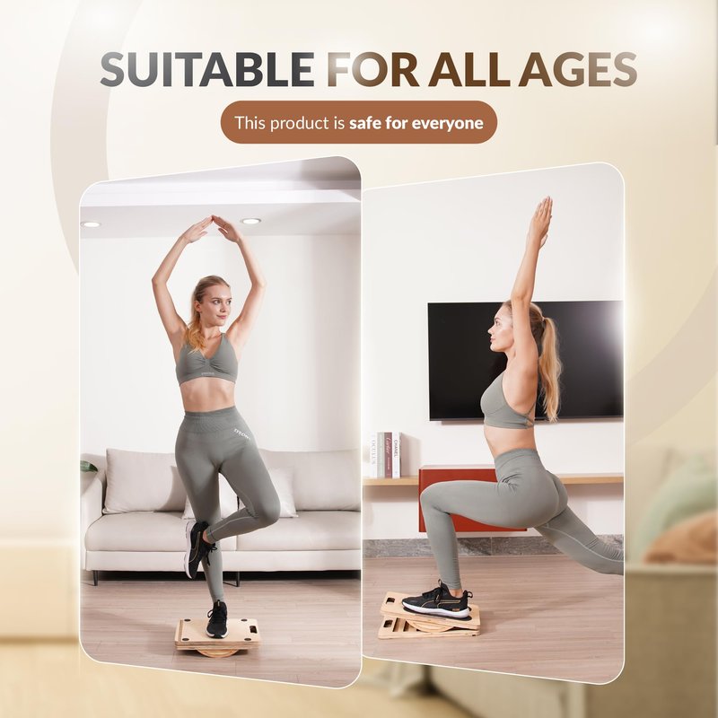 2 In 1 Balance Board & Slant Board for Calf Stretching - Adjustable Incline Board, 300lbs Capacity, Physical Therapy Equipment with Exercise Poster for Legs, Knees, Ankles, Heels