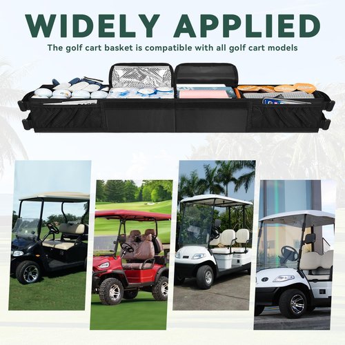 Jenlan Golf Cart Storage Organizer, Golf Cart Front Storage Basket with Insulated Compartment No-Drilling Golf Cart Basket Compatible with EZGO, Club Car, Kandi Electirc Golf Carts