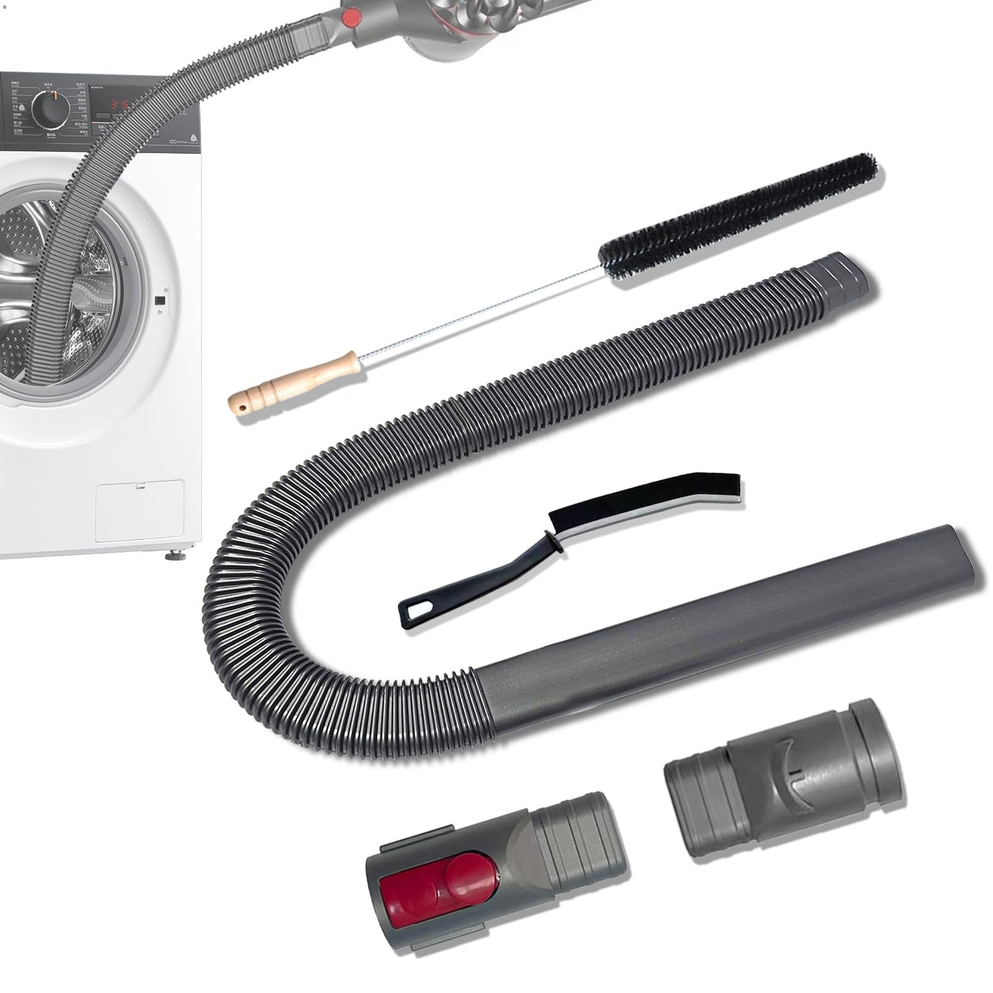 Dryer Vent Cleaner Kit Compatible With Dyson V15 V12 V11 V10 V8 V7 Gen5 V6 DC58 DC59 Vacuum Cleaner with Dryer Lint Brush and Hard Bristle Crevice Cleaning Brush