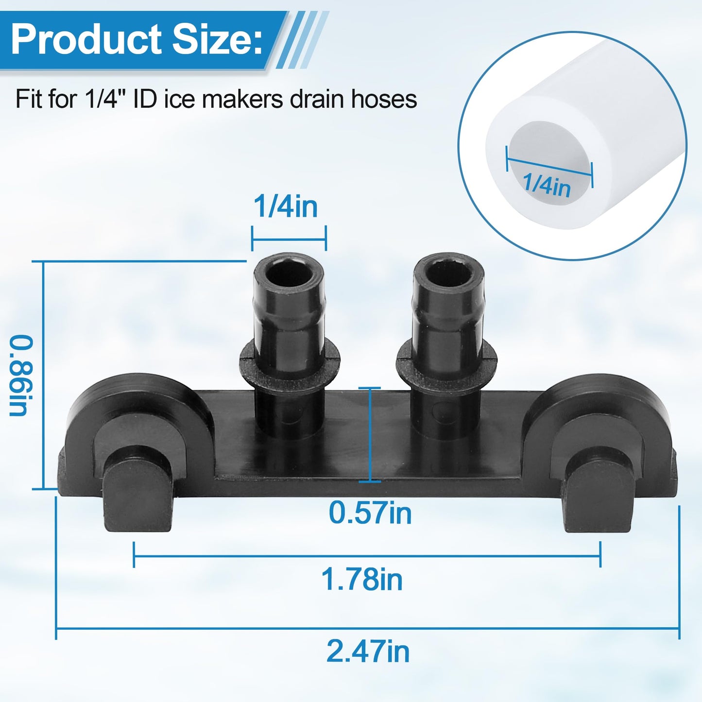 Ice Maker Drain Hose Stopper Cap with Hanger Compatible with GE Opal Nugget Ice Maker GIMN Series Ice Maker, Ice Maker Parts Drain Plug for 1/4 Inch ID Drain Hoses - Ice Maker Drain Hose Holder Clip