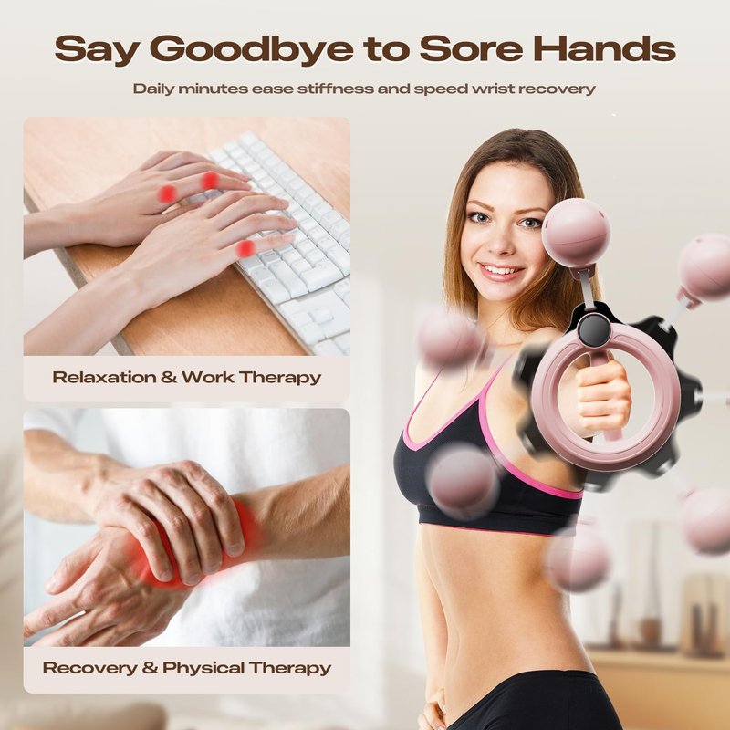 Arm Workout for Women and Men，360° Hand-Crank Forearm Trainer，Shoulders and Arm Muscle Training Fitness Equipment，Chest Trainer and Forearm Exerciser，Home Workout Equipment and Gym Workouts（Pink）