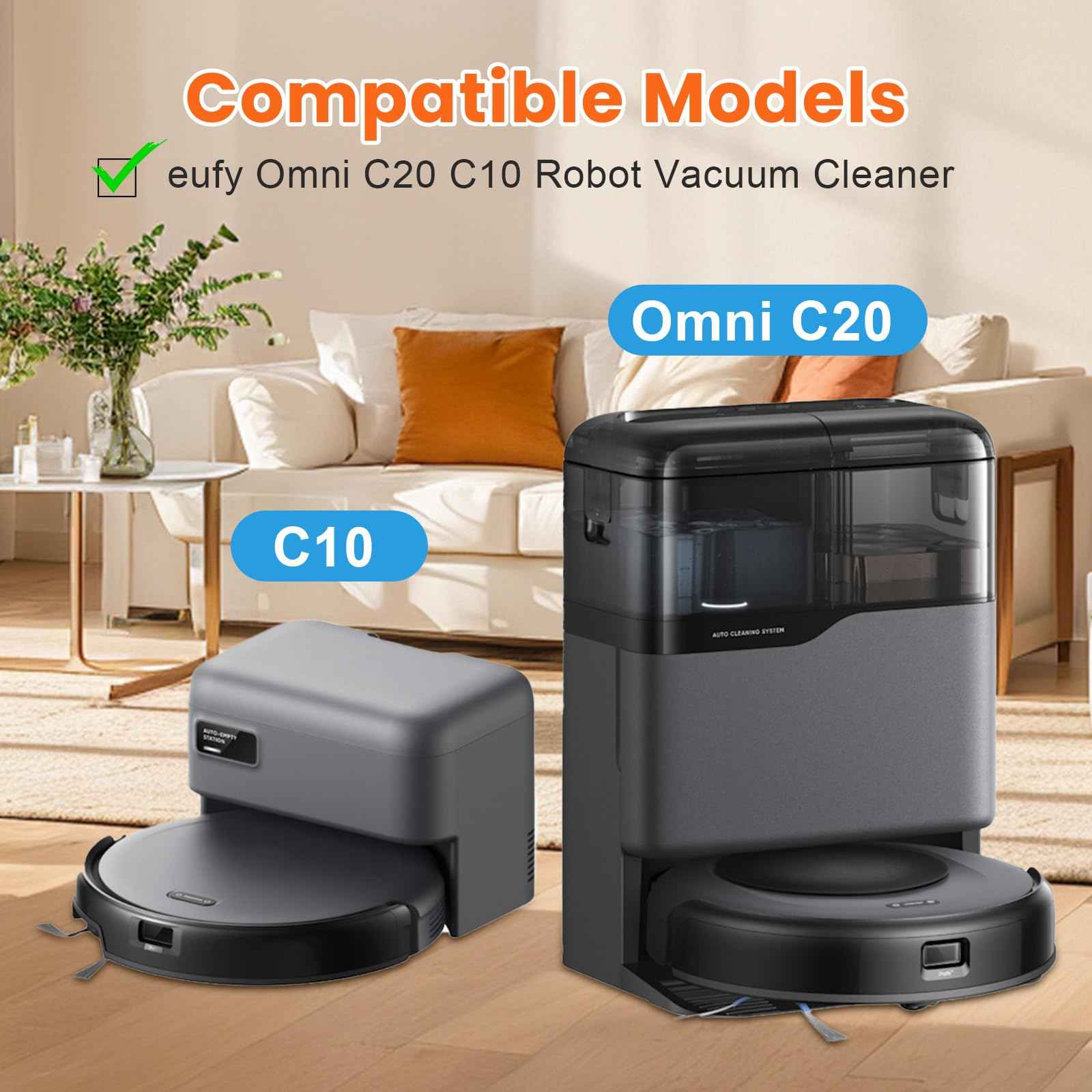 18 Pack C20 Dust Bags for eufy Omni C20 C10 Robot Vacuum Cleaner, 3.2L Large Capacity Vacuum Bags, Disposable Replacement Dust Bags