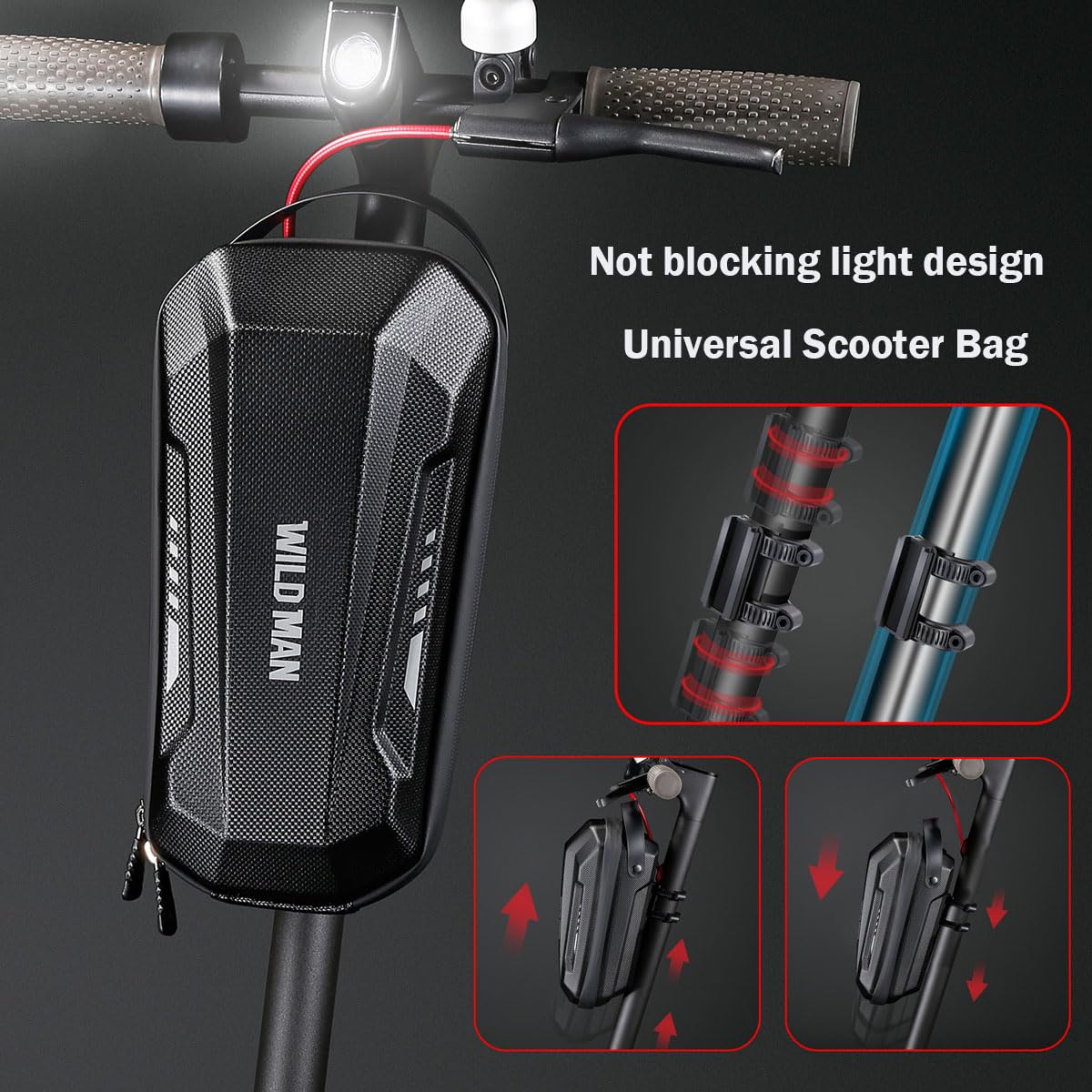 SplendoRoute Scooter Storage Bag, Waterproof Scooters Handlebar EVA Hard Shell Bike Front Bag for Carrying Charger Tools Repair Tools 3L