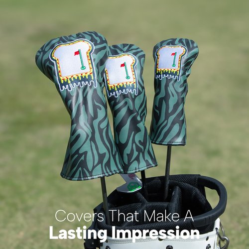 Golf Club Covers Funny Toast Premium Embroidery Driver Headcovers Fariway Wood Head Cover Hybrid Covers Leahter Golf Headcovers for Most Brand (for Hybrid)