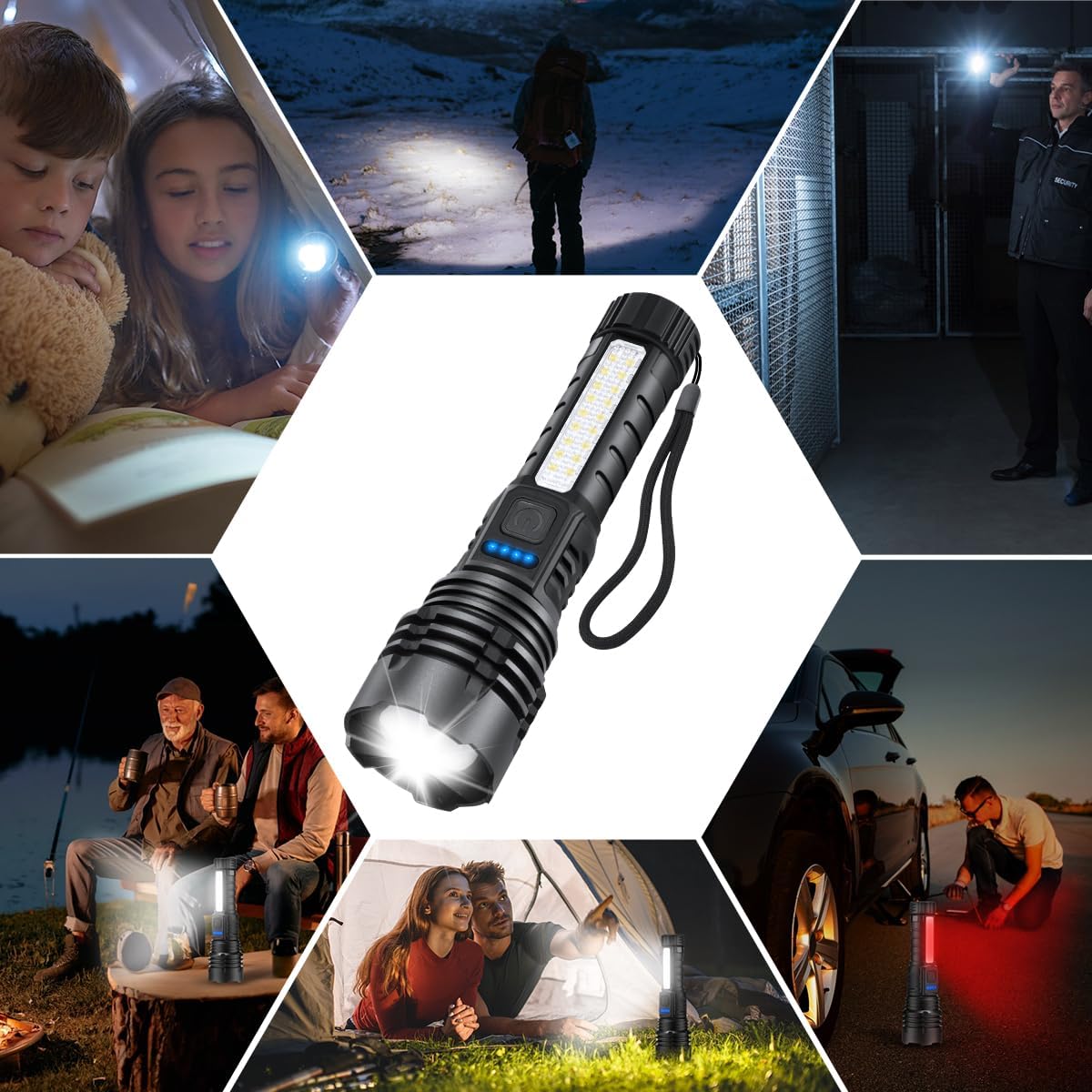 ZioeYiue Rechargeable Flashlights - Super Bright 7-Mode Tactical LED Flashlight | 4-Pack for Camping & Emergencies