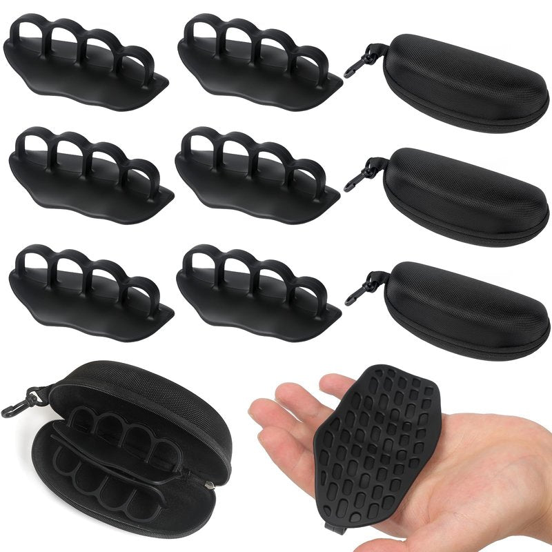 VZZNN 6 Pack Non-Slip Rubber Grips for Weight Lifting - 4 Hole Lifting Gloves with Storage Box for Men and Women Training Palm Protectors for Gym Intensive Training and Exercise (Black)