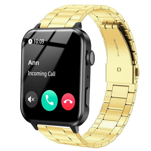 Compatible with IOWODO R30 Pro Bands, Lamshaw 20mm Stainless Steel Metal Replacement Strap Bracelet Compatible with IOWODO R30 Pro, R50 / Compatible for Blackview R50 / Compatible for RLQA 54 1.83" Smart Watch (Gold)