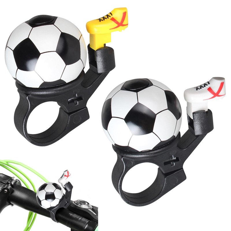 2 Pcs Bicycle Bell,Football Bike Bell Crisp Sound Mini Ringtone and Fun Bicycle Horns for Boys Girls Road, Electric, Mountain Bikes(Color:Black+White)