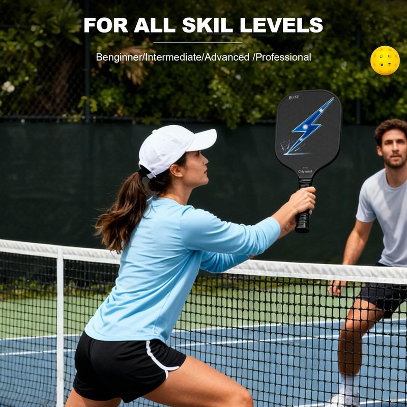 Griyznud Pickleball Paddles Set of 1 or 2, Fiberglass Rackets, Lightweight Pickle Ball Rackets, with Outdoor Bag, Indoor Balls, for Beginners, Family, Professional Equipment