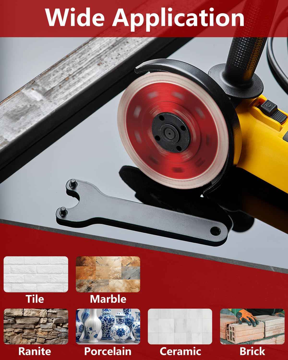 ZORUNNA 5Pcs Diamond Saw Blades, 4" Diamond Blade for Angle Grinder, Chip-Free Cutting Tile Grinder Blade Dry and Wet Cut for Porcelain Ceramic Granite Marble.