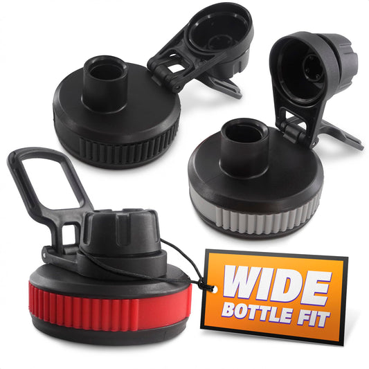 Oskal Water Bottle Lid Replacement, 3 Pcs, for 12–64 oz Bottles, Wide Mouth