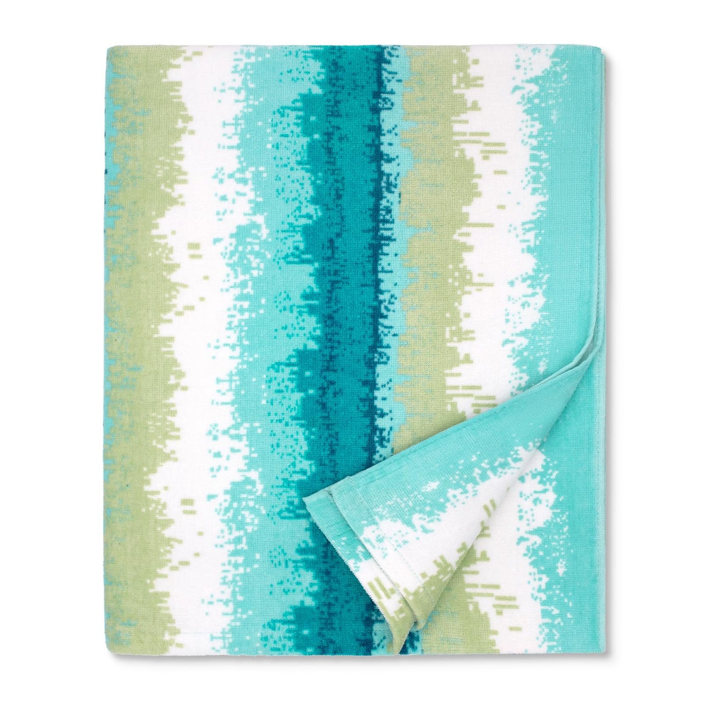 cabanana Large Beach Towel Oversized - 35 x 70 Inch Cotton Pool Towel, Soft Thin Velour Swim Towel for Adults (Coast Green)