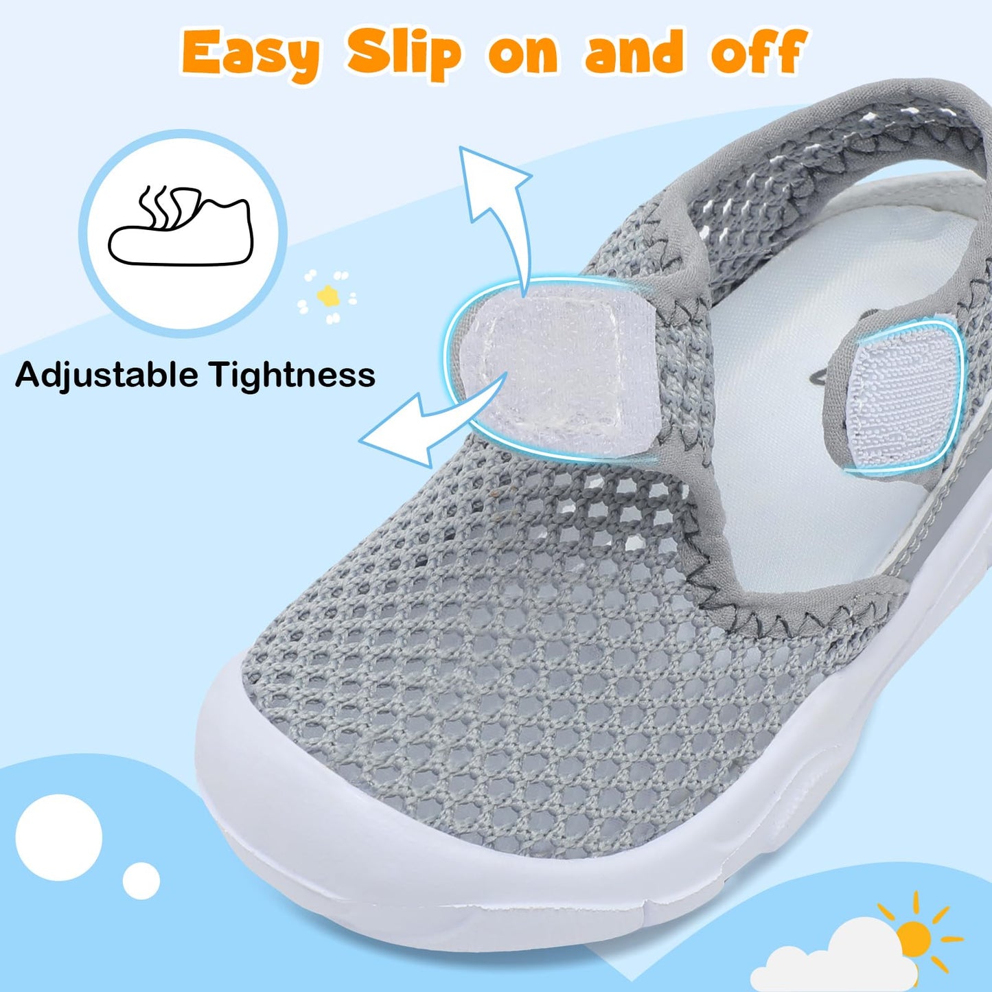LeIsfIt Toddler Sandals Boys Girls Wide Sandals Kids Water Sandal Shoes Lightweight Barefoot Summer Shoes for Indoor Outdoor Grey 7 Toddler