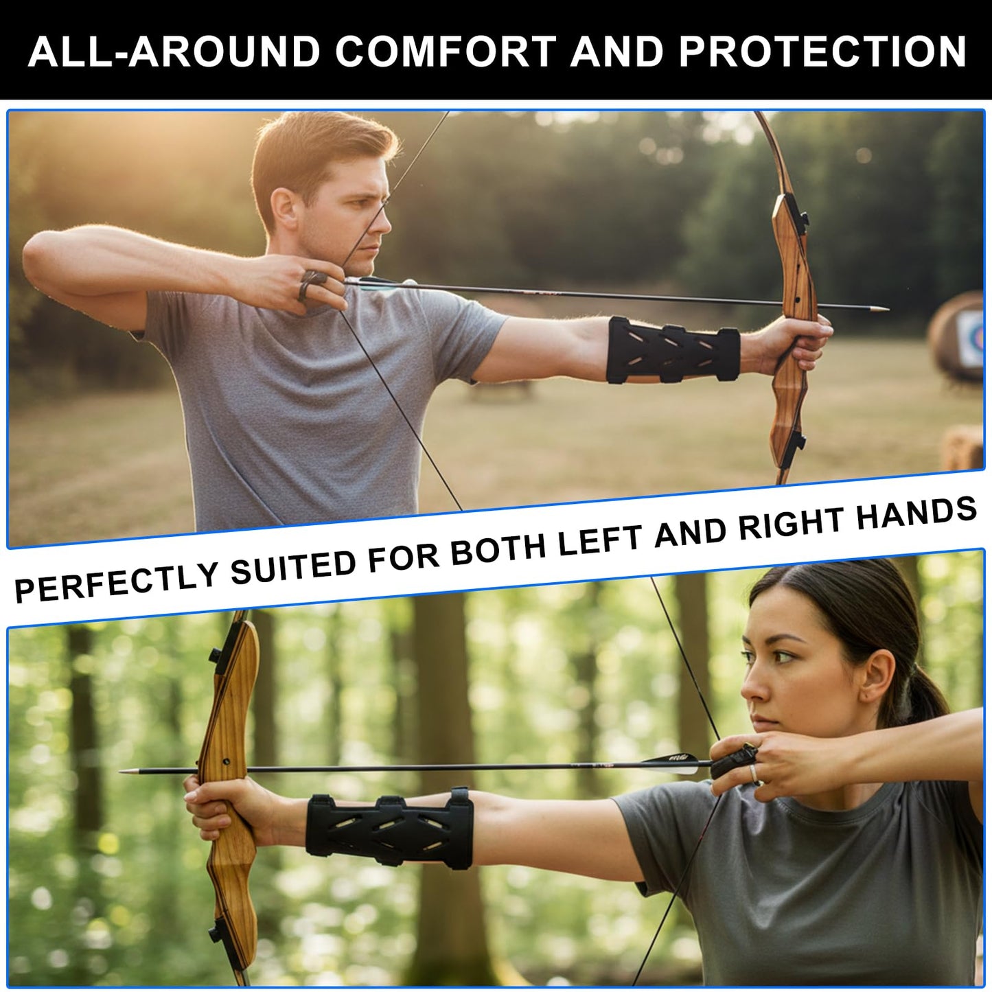 Archery Arm Guard Adjustable Bow Armguard Archery Forearm Protector Lightweight Hunting Target Shooting Arm Guards for Archery for Archer Hunter Fits Youth & Adults（M）