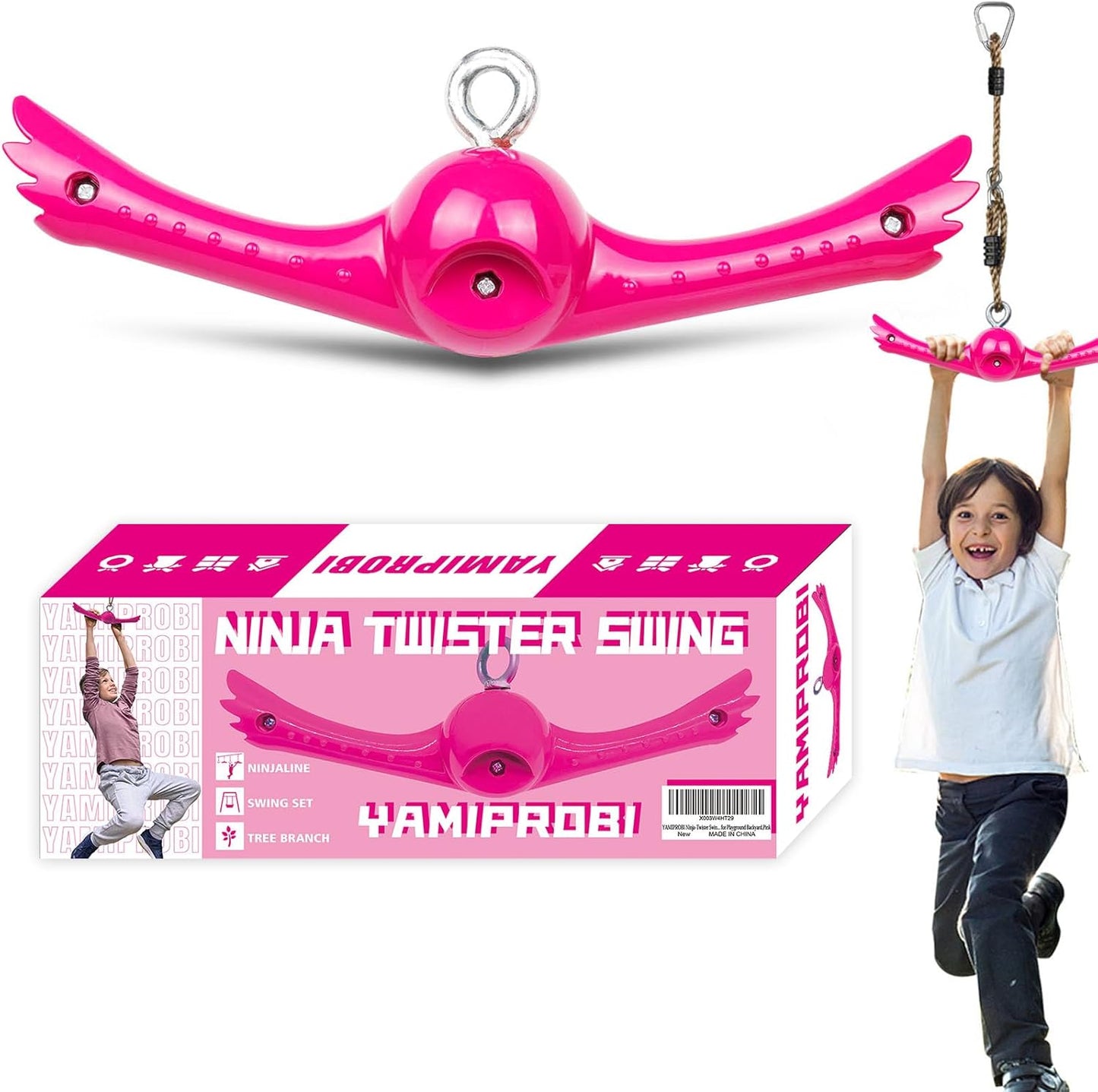 YAMIPROBI Ninja Twister Swing Spins Set - 360° Handle Twist & Spin Flips Toy for Kids | Pink Ninja Warrior Accessories
