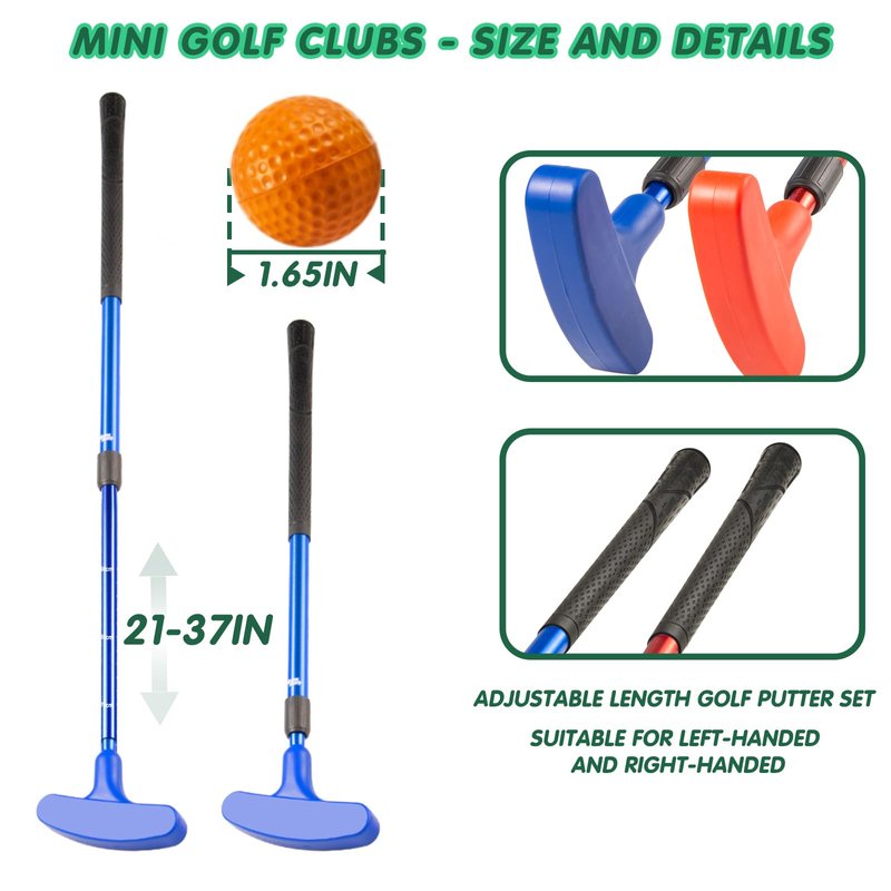 Shu-Ran Mini Putting Set, Build Your Own Course at Home, the Office or On the Green, Includes 6 Pack Golf Putting Cups with Flags, 2 Pack Mini Golf Clubs and 10 Pack Foam Golf Balls